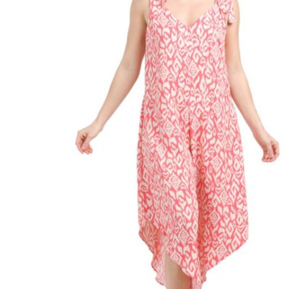 NWT VINCE CAMUTO Tie Strap Coral Print Pockets Desert Summer Jumpsuit Size XS - Picture 1 of 11